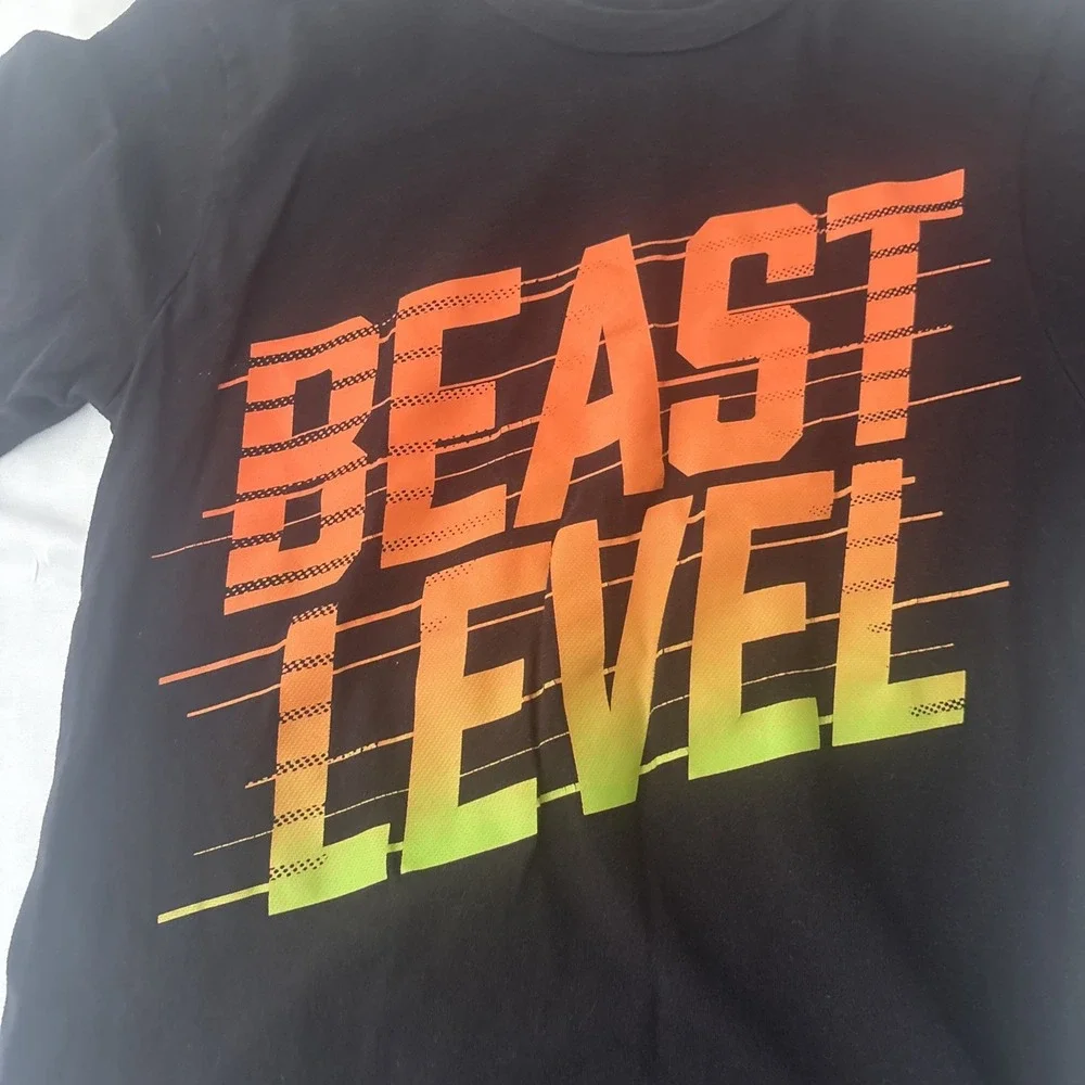 The Childrens Place Boys Beast Level Shirt Black Cotton Graphic Tee Size M 7/8